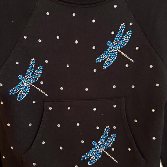 Dragonflies Embellished Girl's Black Sweatshirt - Picture 2 of 5